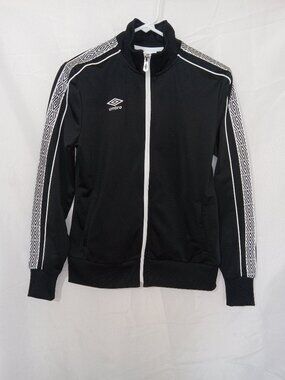 UMBRO Men's Size Small S Double Diamond Track Jacket 2.0  Black SOCCER FIT